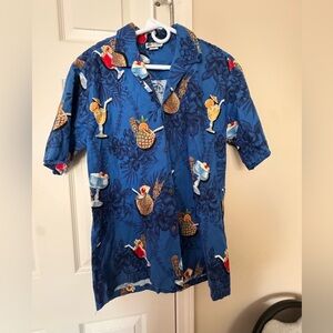 Vibrant Blue Cocktail Print Men's Shirt